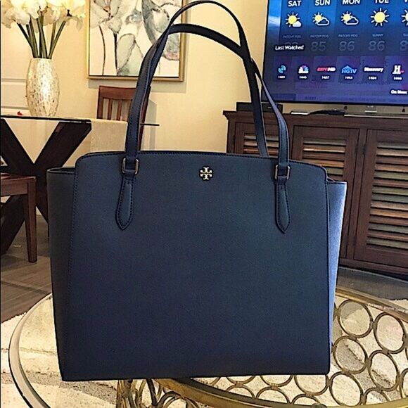 TORY BURCH EMERSON LAPTOP TOTE TRAVEL WORK VACATION OFFICE - Picture 2 of 11